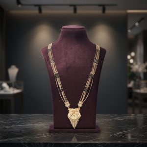 Gold Plated Pendant Mangalsutra, Indian <b>Wedding</b> Mangalsutra, Traditional Mangalsutra Latest Design, Black Beads For Mangalsutra. - Product Image 2