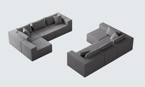 Canapé modulaire en velours côtelé de 188 pouces en forme de L, ensemble de canapés de luxe pour le sol, meubles d'intérieur rembourrés - Product Image 4