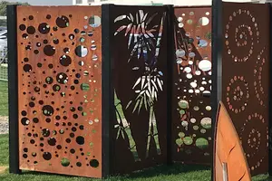 Corten-Paneles de cercado de acero para puerta, vallas decorativas para jardín