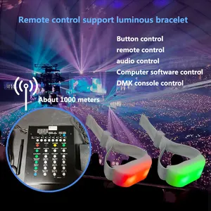 Dmx Control Led Siliconen Knipperende Polsband Voor Evenement Polyester Weven Op Afstand Bestuurbare Led Lichtgevende Armband Voor Rave Party