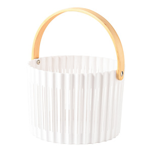 White Plastic Storage Basket With Handle Circle Shape For Fruit Snacks Kitchen Hall Use - Product Image 5