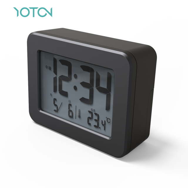Multifunction LCD Radio Alarm Smart Desk Clock with Digital Display Temperature & Humidity Weather RC Time Sync