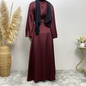 Hot Sell <b>Thick</b> Satin Open Abaya With Wide Sleeves Muslim Women Abayas <b>Cardigan</b> With Side Pockets 10 Colors 1917# - Product Image 6