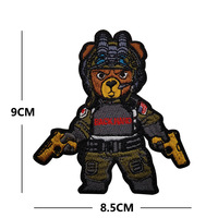 Patch tactique Little Bear Armband écologique auto-agrippant pour broderie sur tissu sergé, motif Shark Warrior, pour gilet de moral, en stock