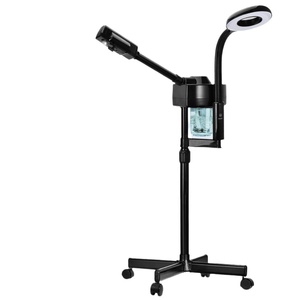 2-in-1 Nano Spray Facial Steamer Pure Black Magnifying Mirror Hydrating Salon Facial Machine Portable Bedroom - Product Image 1