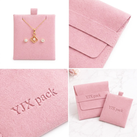 Sacs à bijoux en velours microfibre rose écologique, enveloppes avec cordon de serrage, emballage de luxe, pochette à bijoux en microfibre