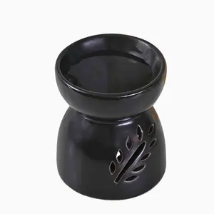 Black Leaf Wholesale Aroma Diffuser Porcelain Essential Oil Incense Ceramic Candle Wax Burners