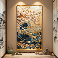Peinture Personnalisée Ventes Flash Entrée Paysage Abstraite Bord de Mer Décoration Salon Art Mural 3D Tableau Porcelaine Cristal LED
