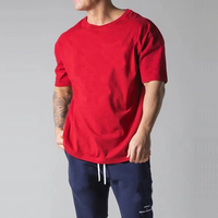 T-shirts personnalisés surdimensionnés en coton 100% tricoté et imprimé pour hommes, vêtements de sport et de fitness avec logo sur le devant
