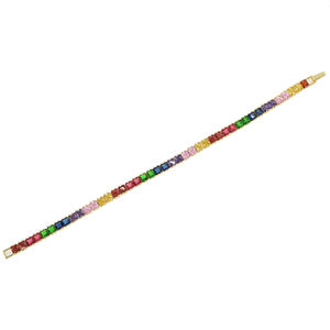 Piazza tennis cz del braccialetto per le donne degli uomini dei monili di modo variopinto con arcobaleno cubic zirconia - Product Image 4