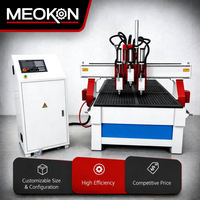Router CNC de madera de 3 ejes y cabezales múltiples 1325 para grabado y tallado de paneles de puertas de MDF y madera maciza para muebles