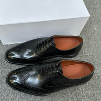 Chaussures habillées formelles en cuir véritable pour hommes, style italien, polies, à lacets, fabriquées en Italie