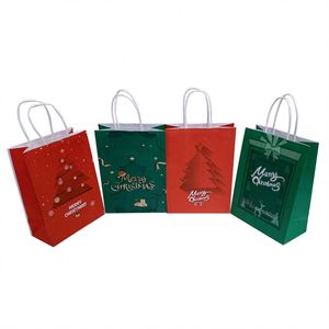 Bolsas de Papel KUAIMA de Navidad con Diseño de Santa Claus, Bolsas de Regalo Resistentes de Papel Kraft con Decoración Navideña para Fiestas de Año Nuevo, Bolsas de Compras con Asa para Dulces y Regalos - Product Image 1