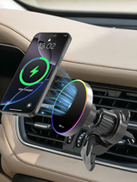 Support de chargeur sans fil magnétique pour grille d'aération de voiture pour iPhone Duo 18 Pro Max avec lampe d'ambiance RGB réglable