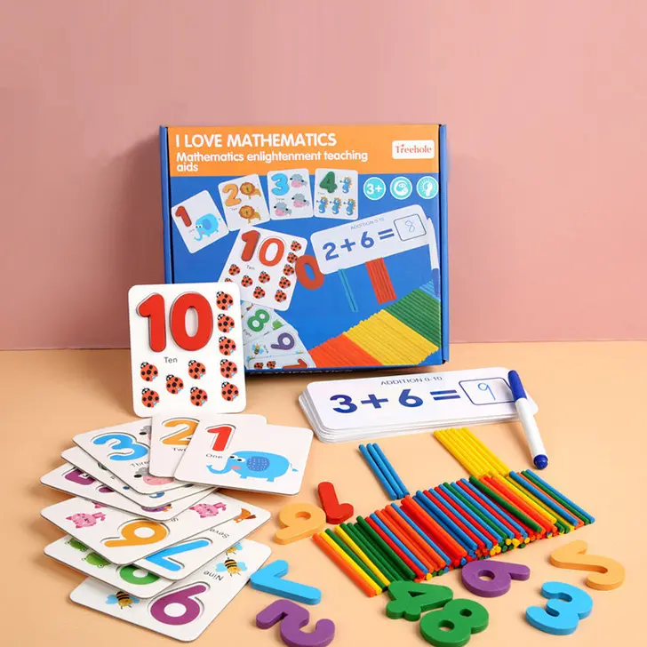 2023 jouets mathématiques Montessori en bois enfants aide pédagogique numéros éducatifs calcul jeu Puzzles