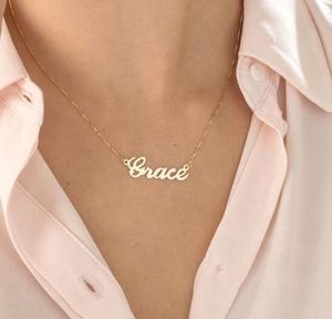 Collana Xuping Personalizzata in Lega di Rame Dorato, Gioielli da Donna, Piccola Collana con <span class=keywords><strong>Nome</strong></span> Personalizzato in Corsivo Classico - Product Image 4