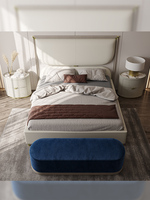 Ensemble de chambre à coucher en cuir, meuble confortable et moderne, lit double, king size