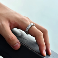 Bague pour homme, cercle complet, rangée unique, incrustée, design de niche haut de gamme, sens créatif, bague pour femme