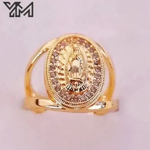 Anillo de Nuestra Señora de Guadalupe Chapado en Oro de 18K con Circonita Verde, Venta al Por Mayor YM |   Joyería Religiosa Católica <span class=keywords><strong>para</strong></span> <span class=keywords><strong>Mujer</strong></span> - Product Image 3