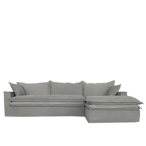 Canapé moderne en forme de I en tissu gris blanc foncé de luxe de style européen Grand ensemble de 7 places pour meubles de salon et de maison