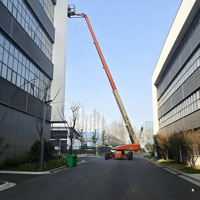Plateforme élévatrice télescopique à manivelle, nacelle mobile à flèche, élévateur araignée remorquable, élévateur à bras courbé autopropulsé 18,39 m 500 kg