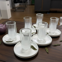 Tasse à thé en verre borosilicate de haute qualité, fabriquée en usine depuis 41 ans, nouveau design blanc givré, tasse à thé à double paroi, verre fait main, capacité de 90 ml