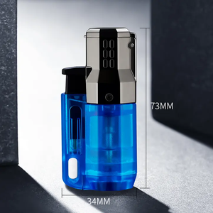 Debang ngọn đuốc nhẹ Ba máy bay phản lực ngọn lửa butan bơm lại khí nhẹ hơn Windproof có thể điều chỉnh 3 ngọn lửa ngọn đuốc nhẹ hơn - Product Image 5