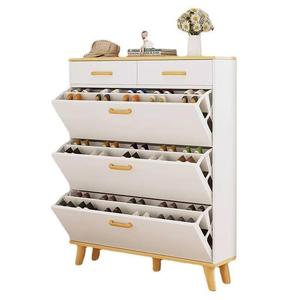 Meuble à chaussures moderne en bois pliable avec design rotatif, rangement domestique avec grande capacité de stockage de chaussures - Product Image 1