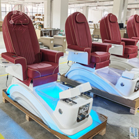 Fauteuil de pédicure de luxe avec spa pour les pieds à remous électriques, massage et lumière LED, dossier réglable, pour salon de manucure
