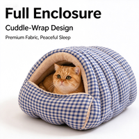 Lit-canapé pour chat, lavable en machine, adapté aux cages, anti-odeurs, coussin rond doux pour chatons, petit et portable pour l'anxiété