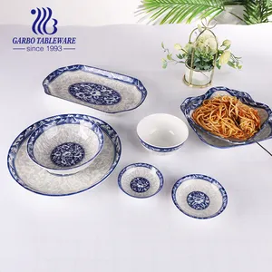 Service de table en céramique, 24 pièces, Style russe, sous glaçure, vaisselle en porcelaine Fine, bleu marine