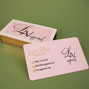 Carte de visite personnalisée de luxe rose gaufrée avec logo estampé à chaud en or pour carte d'identité VIP et carte de visite professionnelle - Product Image 4