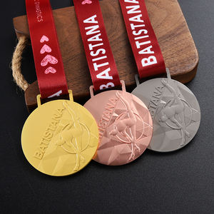 <span class=keywords><strong>Mat</strong></span> or argent cuivre coulée médaille rubans personnalisé métal debossed logo sport badminton danse batistana médaille - Product Image 5