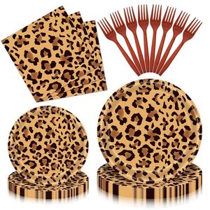 Platos de papel con estampado de leopardo, juego de artículos desechables para fiestas - Product Image 1