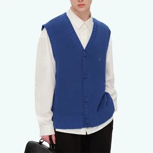 Custom Nieuwe Vest Gebreide Casual Mode Unisex Preppy Heren Vest Jas