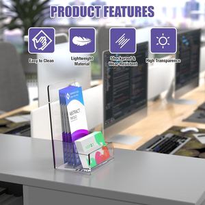 תצוגת חוברות אקריליק שקופה עם מחזיק כרטיסי ביקור מעמד עלון עלון קיר משטח דלפק לחוברות תפריט מגזין - Product Image 5