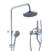 HUICI Ensemble de douche en laiton à poignée unique de style classique de haute qualité, matériel de salle de bain mural avec fonction de pluie