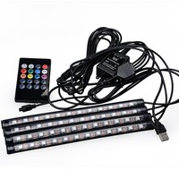Lumière LED pour boîte à gants de voiture USB sept couleurs RGB à effet respirant pour l'espace des pieds
