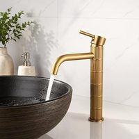 Robinet de lavabo haut à levier unique en laiton, finition vintage brossée (Bronze brossé, Haut)