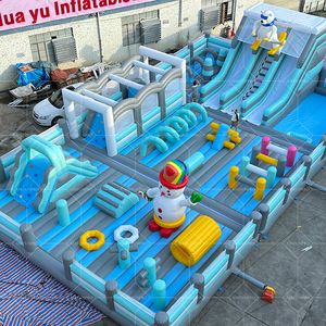 Balon bertema taman luar ruangan Kombo taman bermain rumah pantulan dengan rintangan meluncur istana tiup - Product Image 1