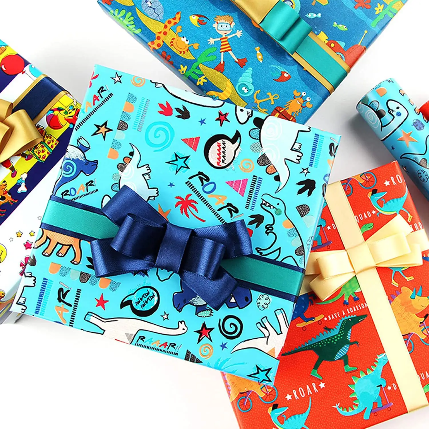 Confezione regalo per il giorno dei bambini di compleanno carta da imballaggio carta da cartone animato IN STOCK carta da imballaggio floreale coreana MOQ inferiore