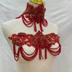 Wholesale High Quality Red Handmade Rhinestone Applique Clothing Accessories