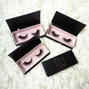 100% Real Mink Fur Strip Lashes 3D Mink False Eyelashes With Custom Lash Packaging Box