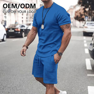 Pantaloncini Casual da <span class=keywords><strong>uomo</strong></span> nuovi estivi all'ingrosso Set maglietta a maniche corte pantaloncini tuta solida Set <span class=keywords><strong>abbigliamento</strong></span> di marca da <span class=keywords><strong>uomo</strong></span> Set da 2 pezzi - Product Image 3