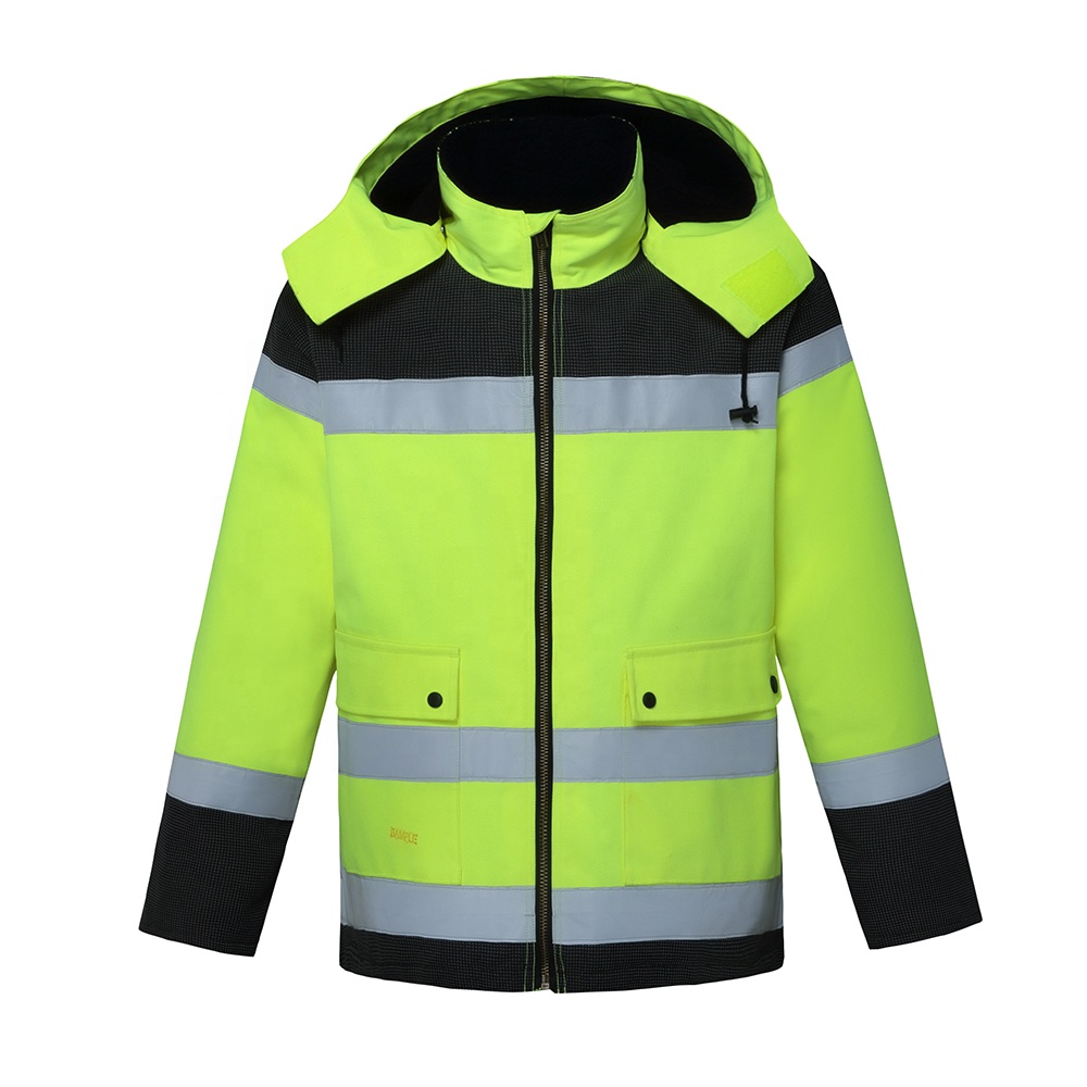 Hi-vis Winterjacke wasserdichte reflektierende Sicherheitsjacke mit Reißverschluss reflektierende Jackette für Herren