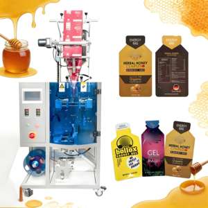 Machine de remplissage et de scellage automatique de sachets de gel énergétique au miel de qualité alimentaire pour sauce, pâte d'arachide, pâte de pistache, machine à sachets de forme spéciale - Product Image 1