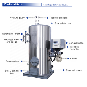 Caldera de vapor Vertical Industrial compacta LHS 500-1500 Kg/h Gas/LPG/tubo de agua automático de baja presión de fuel - Product Image 4