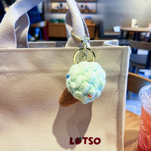 Llavero de peluche de helado de ganchillo hecho a mano, colgante Kawaii para bolso, bonito colgante para mochila, accesorio colgante para coche con estética pastel y estilo femenino - Product Image 4