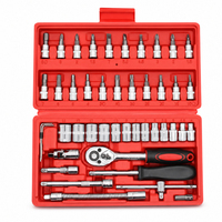 Kit d'outils de réparation automobile professionnel de 46 pièces avec clé à cliquet de 1/4 pouce et jeu de douilles