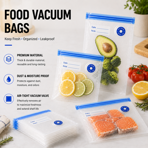 Sacs de conservation sous vide pour aliments, rectangulaires, en plastique PE, réutilisables, étanches à l'air, pour la conservation des aliments dans la cuisine - Product Image 1